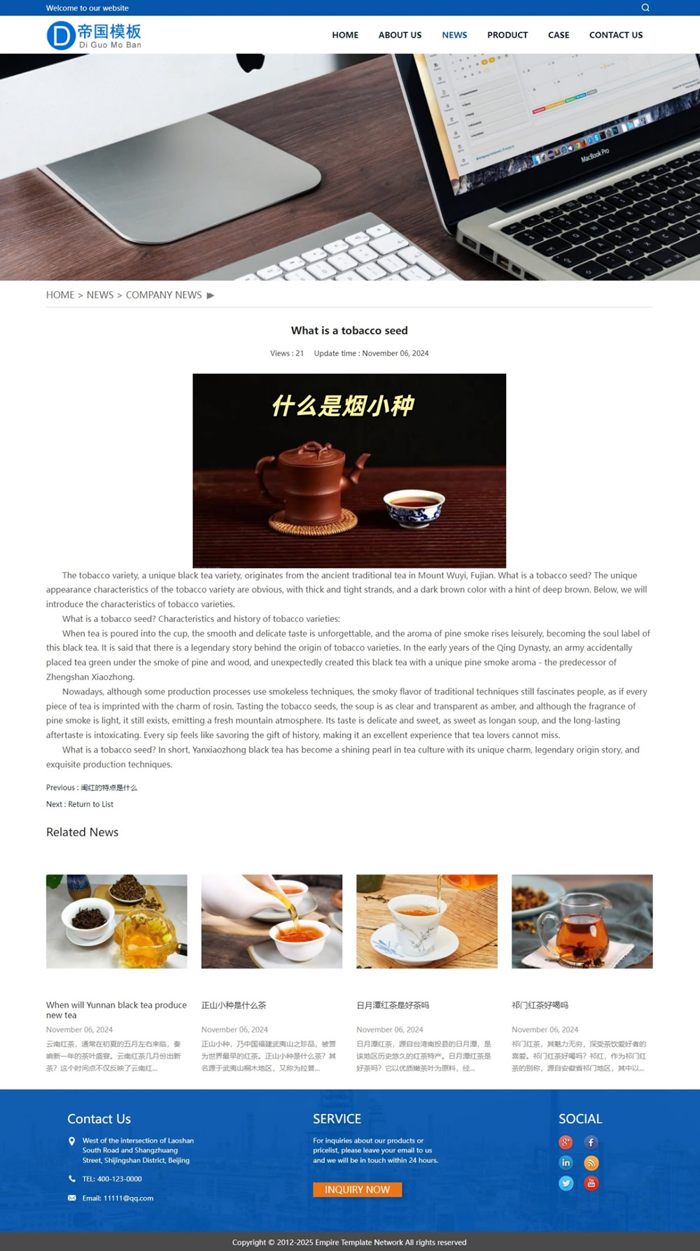 帝国cms响应式英文外贸企业网站模板自适应移动端_电脑端资讯内容页