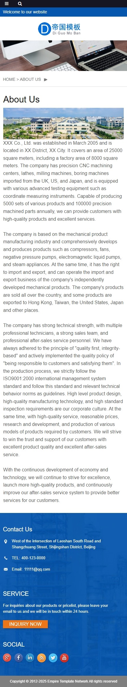 帝国cms响应式英文外贸企业网站模板自适应移动端_移动端关于我们页