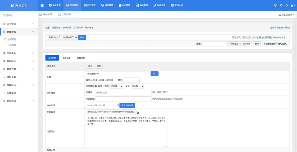 帝国cms7.5版后台管理模板响应式布局自适应移动端_电脑版信息编辑页